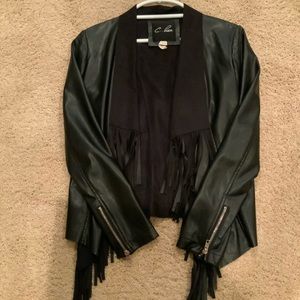 C. Luce Fringed Faux Leather Jacket